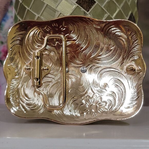 Horse Head Western belt Buckle Rose Tone 4.5 x 3.5 " With Rhinestones Sh… - Picture 7 of 9